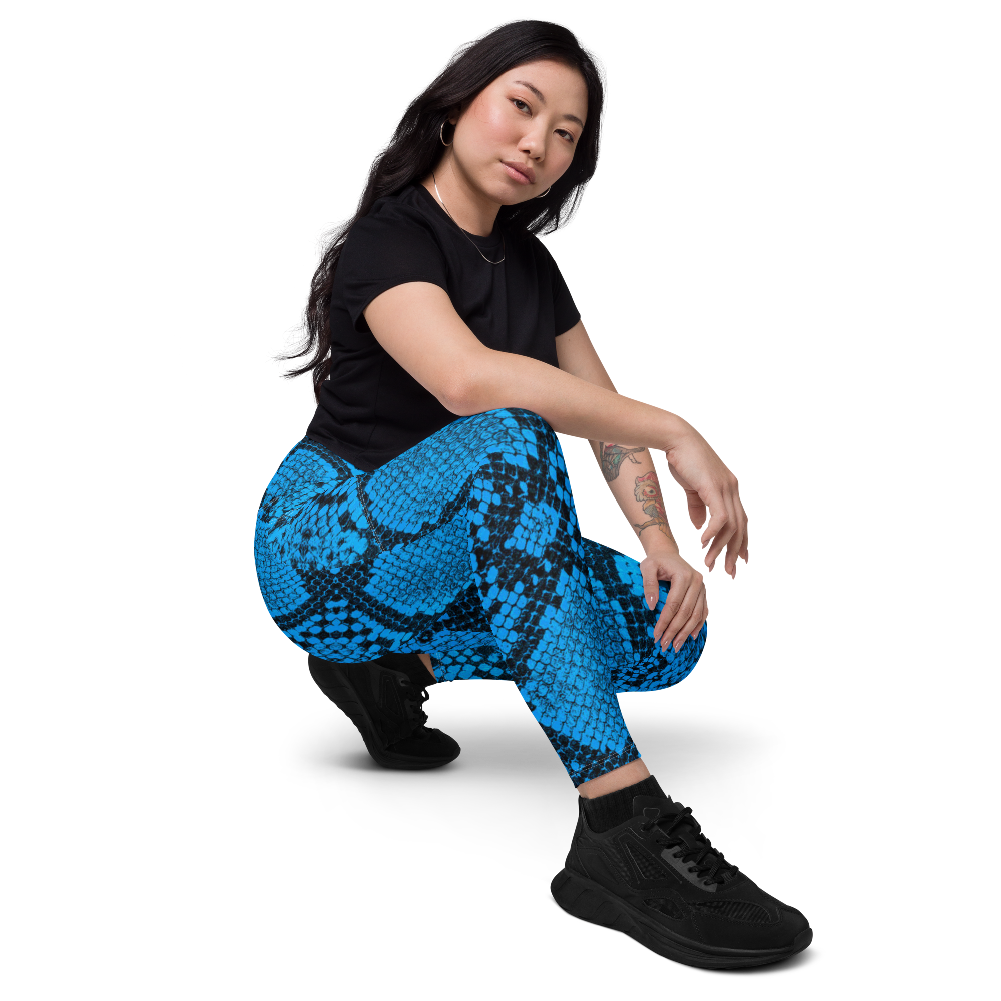 Blue Python Leggings with Pockets | All Sizes